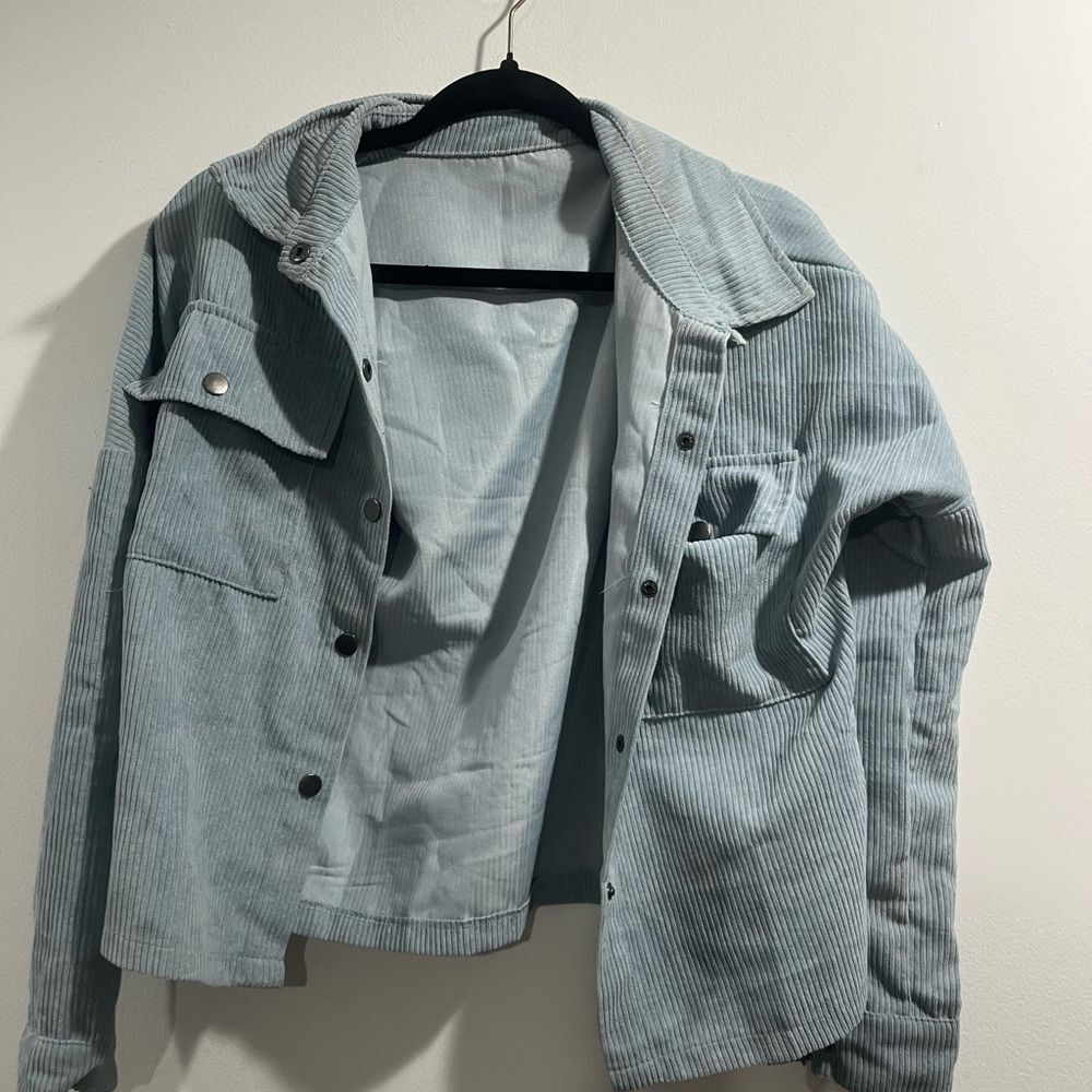 Light blue cropped corduroy jacket